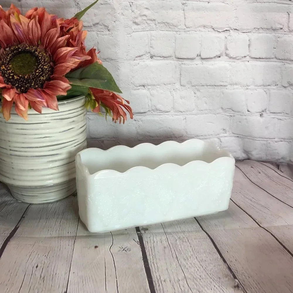 vintage FIRE KING Milk Glass dish grapevine